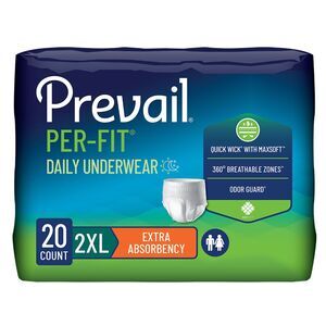 Prevail Per-Fit Extra Disposable Underwear Pull On with Tear Away Seams 2X-Large